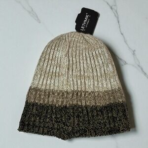 LETHMIK Neutral Winter Beanie Heavy Knit 3 Tone Brown Hat Ski Cap One  Fall  New